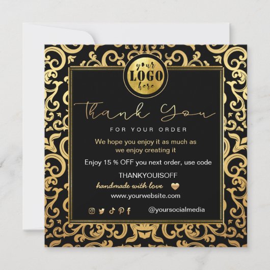 Dank u Business Insert Logo Gold Luxury Lijst Kaart (Voorkant)