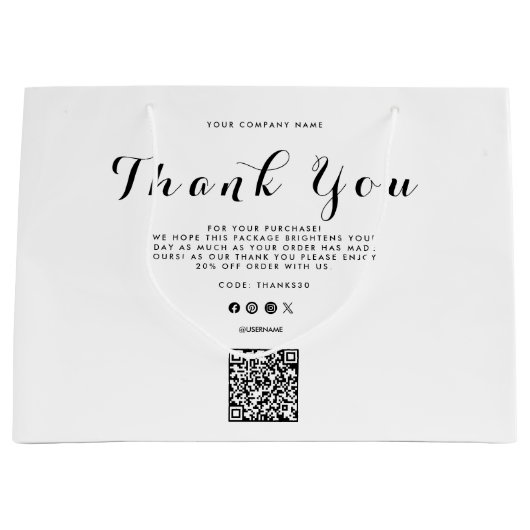 Dank u Business Logo QR Code Groot Cadeauzakje (Voorkant)