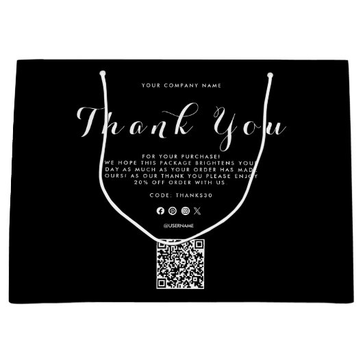 Dank u Business Logo QR Code Groot Cadeauzakje (Voorkant)