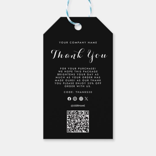 Dank u Business Logo QR Code Label Hang Label Cadeaulabel (Voorkant)