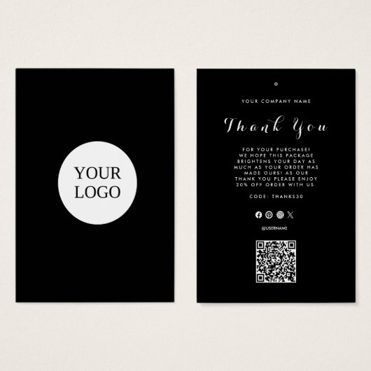 Dank u Business Logo QR Code Label Hang Label Visitekaartje (Voorkant /achterkant)