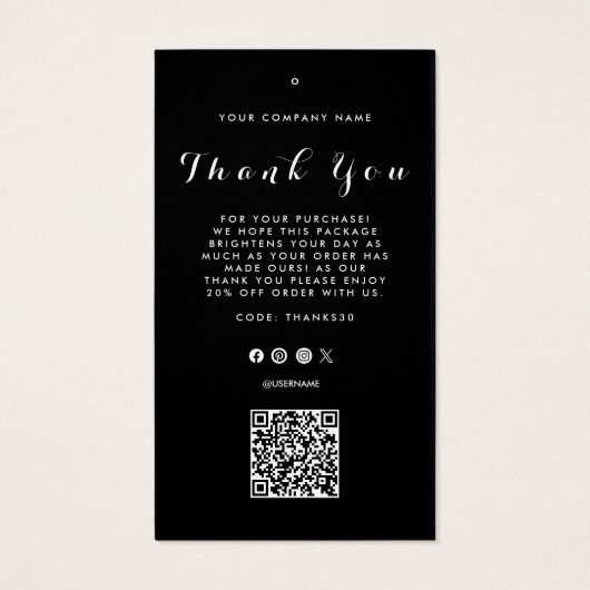 Dank u Business Logo QR Code Label Hang Label Visitekaartje (Achterkant)