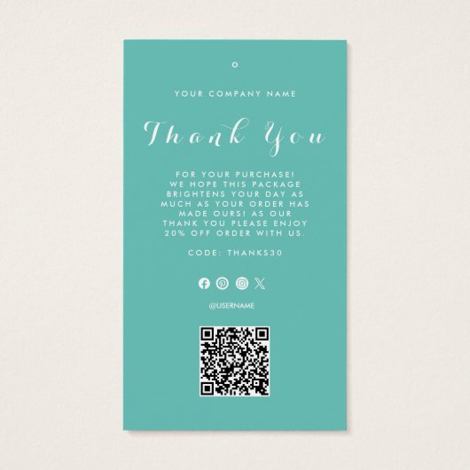 Dank u Business Logo QR Code Label Hang Label Visitekaartje (Achterkant)