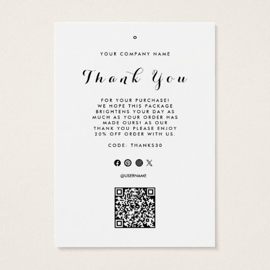 Dank u Business Logo QR Code Label Hang Label Visitekaartje (Achterkant)