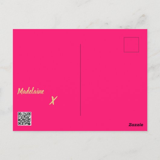Dank u Business Pink QR Code Gold Persoonlijk Briefkaart (Achterkant)