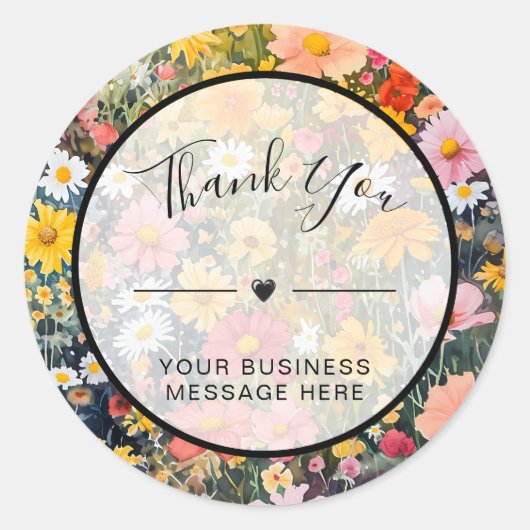 Dank u Business Summer Wild Flowers Ronde Sticker (Voorkant)