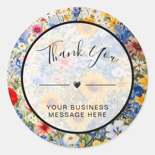 Dank u Business Summer Wild Flowers Ronde Sticker (Voorkant)