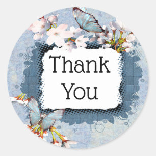 Dank u Butterflies en Flowers Ronde Sticker