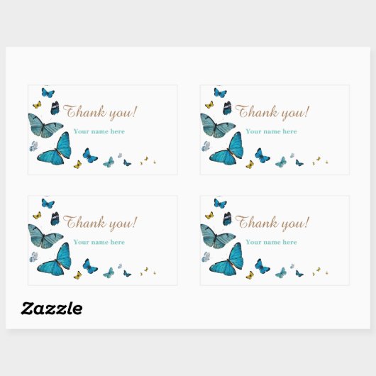 Dank u, Butterflies, Sjabloon Rechthoekige Sticker (Vel)