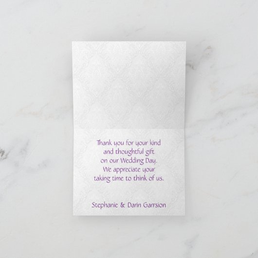 Dank u Butterfly Brocade Paarse Bedankkaart (Binnen)