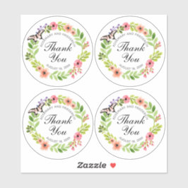 Dank u Butterfly Wreath Wedding of Shower Clear Sticker