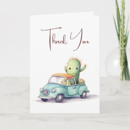 Dank u Cactus in retro vrachtwagen Bedankkaart