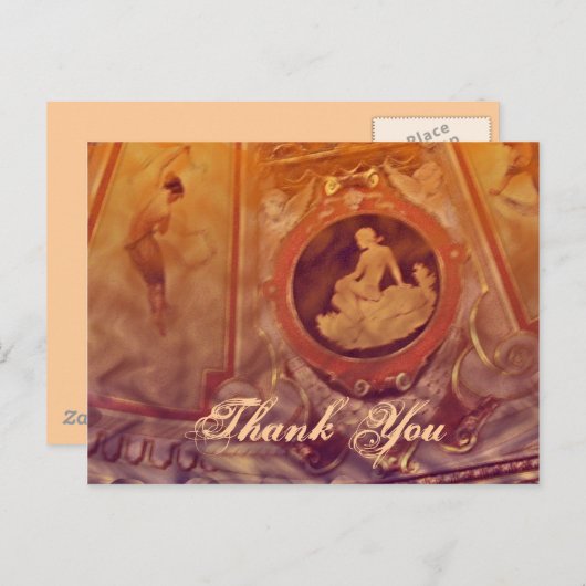 Dank u  cameo sinaasappel briefkaart (Voorkant / Achterkant)