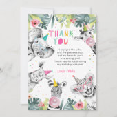 Dank u Card Party Dieren Meisje Safari Verjaardag Kaart (Voorkant)