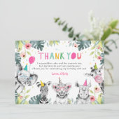 Dank u Card Party Dieren Meisje Safari Verjaardag Kaart (Staand voorkant)