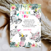 Dank u Card Party Dieren Meisje Safari Verjaardag Kaart