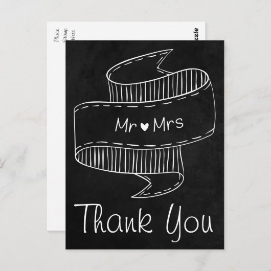 Dank u Cartoon bruid en bruidegom gepersonaliseerd Briefkaart (Voorkant / Achterkant)