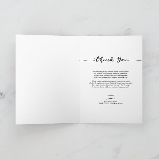 Dank u Casual Modern Script Afstuderen Foto Bedankkaart (Binnen)