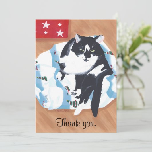 Dank u Cat Cadeau kerst Kaarten (Staand voorkant)