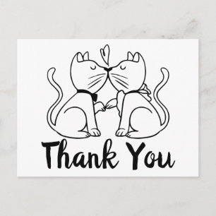 Dank u Cat Lovers bruiloft Kittens zwart wit Briefkaart