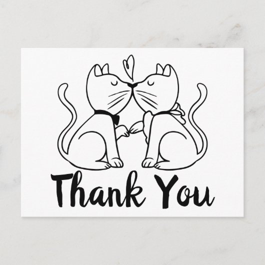 Dank u Cat Lovers bruiloft Kittens zwart wit Briefkaart (Voorkant)