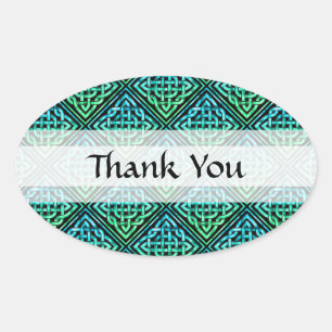 Dank u Celtic Knot - Diamond Blue Green Ovale Sticker