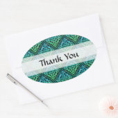 Dank u Celtic Knot - Diamond Blue Green Ovale Sticker (Envelop)