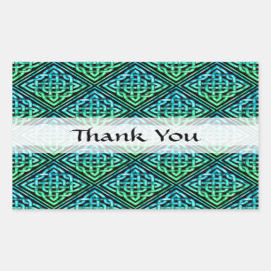 Dank u Celtic Knot - Diamond Blue Green Rechthoekige Sticker