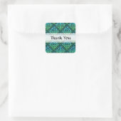 Dank u Celtic Knot - Diamond Blue Green Vierkante Sticker (Tas)