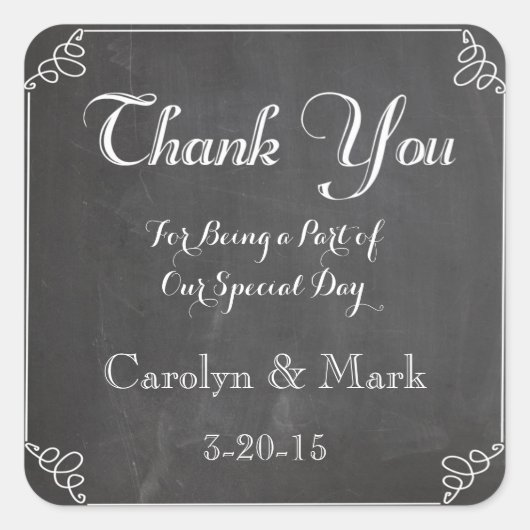 Dank u, Chalkboard Vintage Wedding Favor Labels (Voorkant)