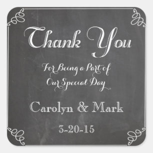 Dank u, Chalkboard Vintage Wedding Favor Labels