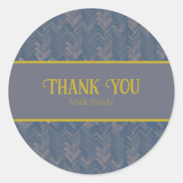 Dank u Chevron Patroon Retro Blue Personaliseren Ronde Sticker