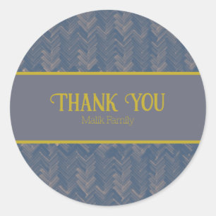 Dank u Chevron Patroon Retro Blue Personaliseren Ronde Sticker