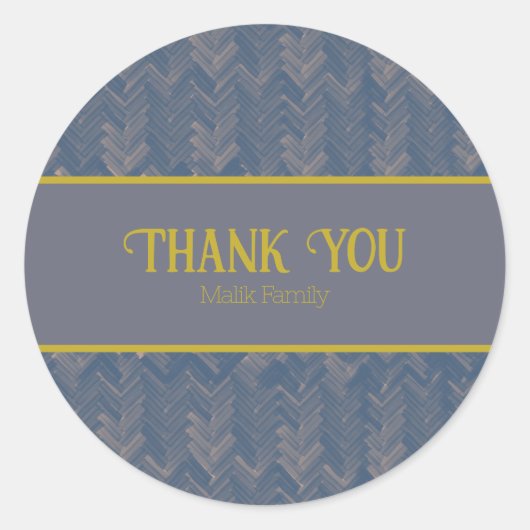 Dank u Chevron Patroon Retro Blue Personaliseren Ronde Sticker (Voorkant)