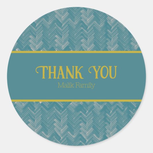 Dank u Chevron patroon turquoise personaliseren Ronde Sticker (Voorkant)
