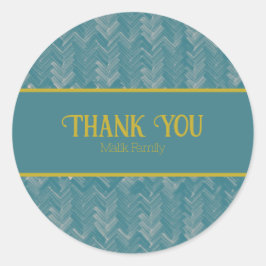 Dank u Chevron patroon turquoise personaliseren Ronde Sticker