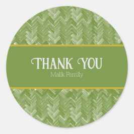 Dank u Chevron Pattern Forest Green Personaliseren Ronde Sticker