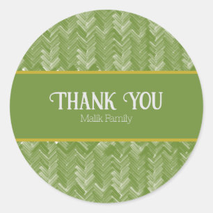 Dank u Chevron Pattern Forest Green Personaliseren Ronde Sticker