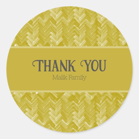 Dank u Chevron Pattern  Gold personaliseren Ronde Sticker (Voorkant)
