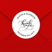 Dank u Chic Kalligrafie Wit Huwelijksgunst Ronde Sticker