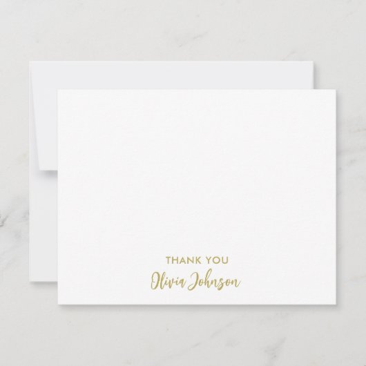 Dank u Chic Monogram Naam White Flat Note Kaart Notitiekaartje (Voorkant)