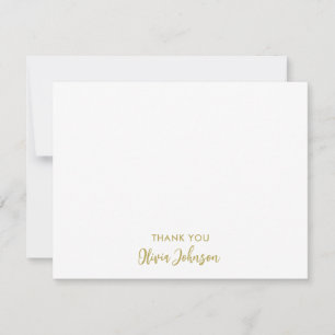 Dank u Chic Monogram Naam White Flat Note Kaart Notitiekaartje