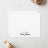 Dank u Chic Monogram Naam White Flat Note Kaart Notitiekaartje (Voorkant / Achterkant in situ)