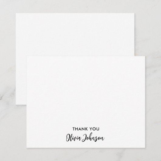 Dank u Chic Monogram Naam White Flat Note Kaart Notitiekaartje (Voorkant / Achterkant)