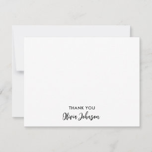 Dank u Chic Monogram Naam White Flat Note Kaart Notitiekaartje