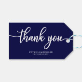 Dank u - Chic Navy Blue bruiloft gunst Labels Cadeaulabel (Voorkant (Horizontaal))