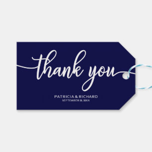 Dank u - Chic Navy Blue bruiloft gunst Labels Cadeaulabel