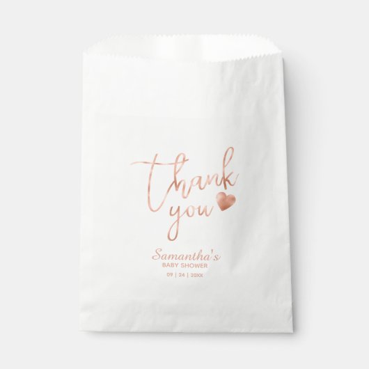 Dank u chique gebeletterd Roos goudfolie roze blus Bedankzakje (Voorkant)