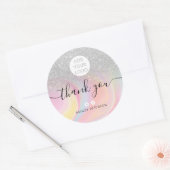 Dank u chique zilveren glitter marmer media logo ronde sticker (Envelop)