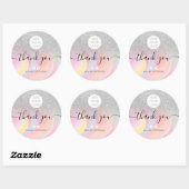 Dank u chique zilveren glitter marmer media logo ronde sticker (Vel)
